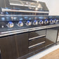 Black Stainless Floor Stock 6 Burner + Wok BBQ Kitchen + 1DR Fridge & 2DR Sink