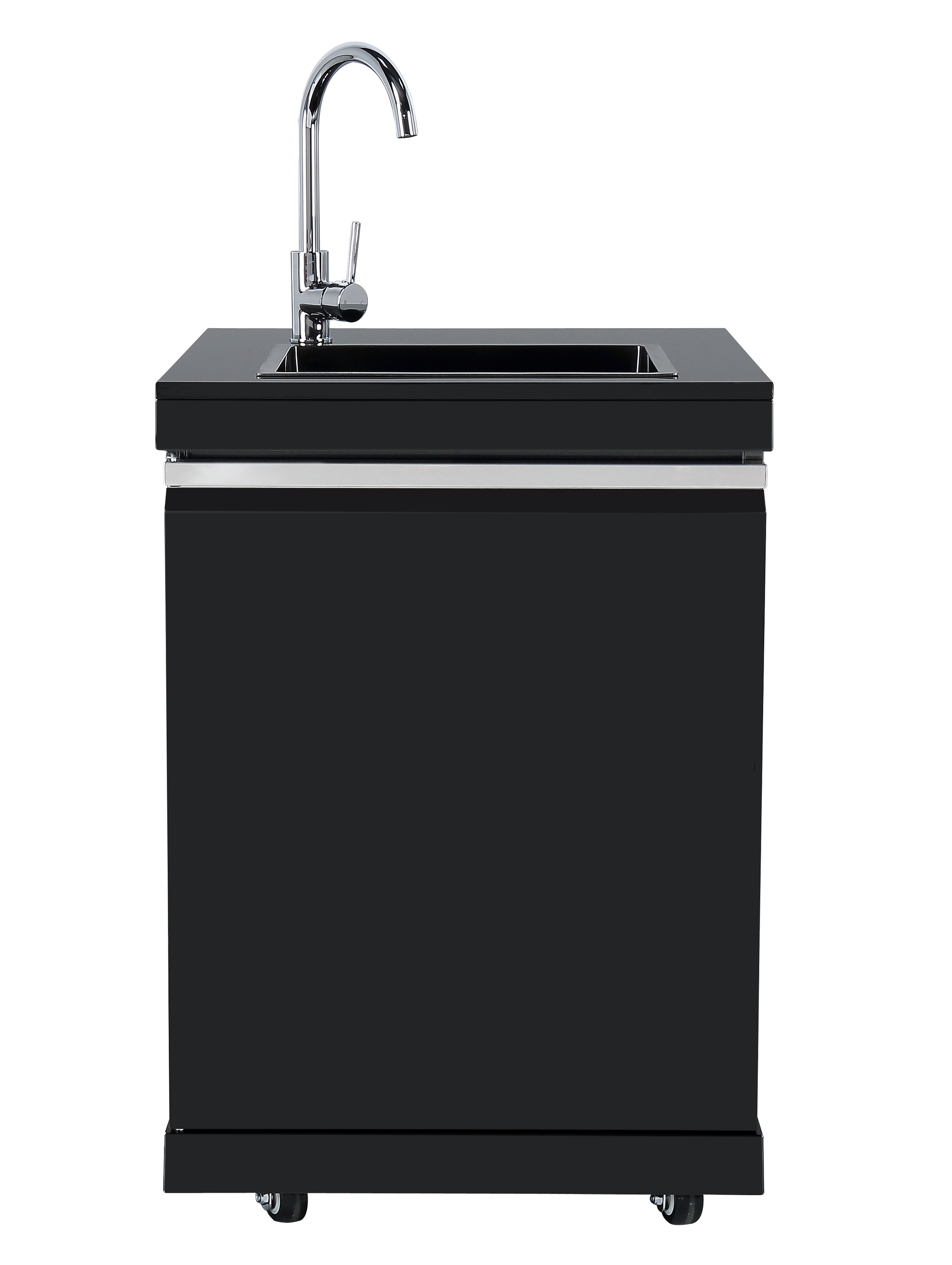 Single Sink Module Suits Kingsley BBQ Kitchen | Black Stainless Steel Cabinet Inc Tap, Cabinet, Stone Benchtops