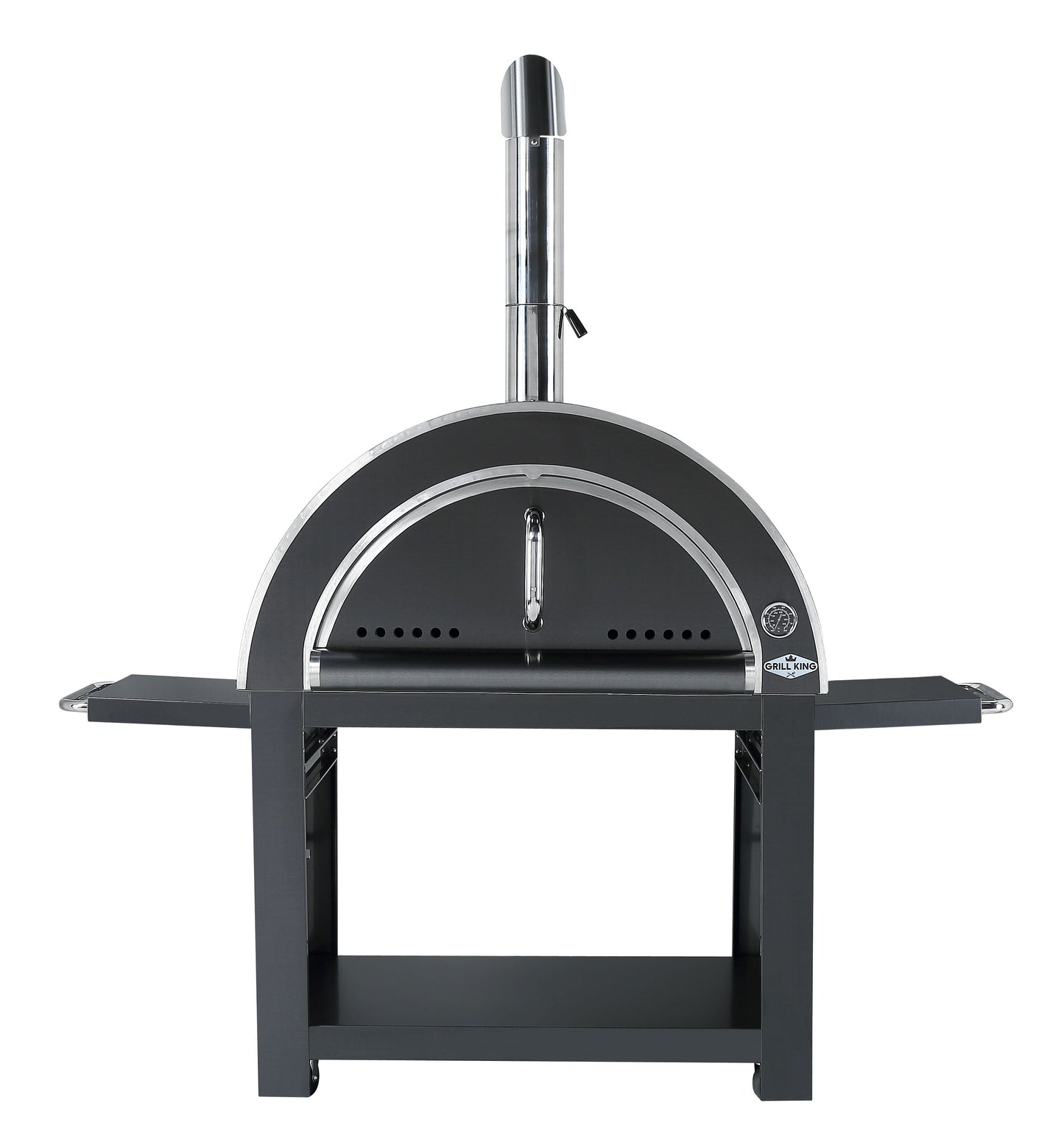 Black 30 Inch Charcoal Pizza Oven Outdoor In Black Stainless Steel Artisan Wood-Fired Charcoal Pizza Bread Oven BBQ Grill