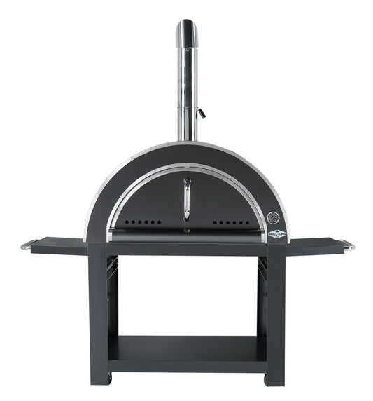 Black 30 Inch Charcoal Pizza Oven Outdoor In Black Stainless Steel Artisan Wood-Fired Charcoal Pizza Bread Oven BBQ Grill