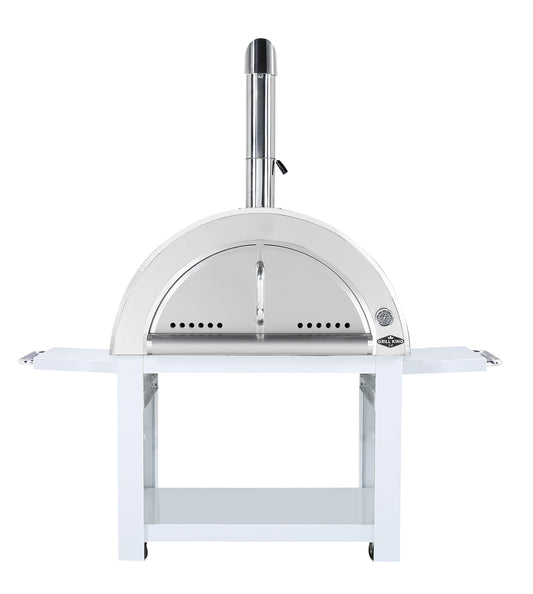 White 30 Inch Charcoal Pizza Oven Outdoor Artisan Wood-Fired Charcoal Pizza Bread Oven BBQ Grill