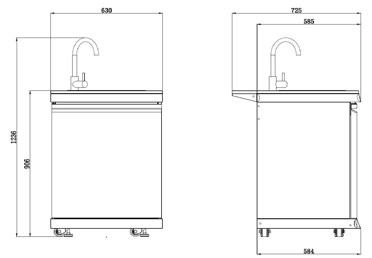 Kingsley L Shape Corner 6-Burner Outdoor BBQ Kitchen: Black Stainless Steel, Stone Bench, Fridge, Sink, Height Adjustable