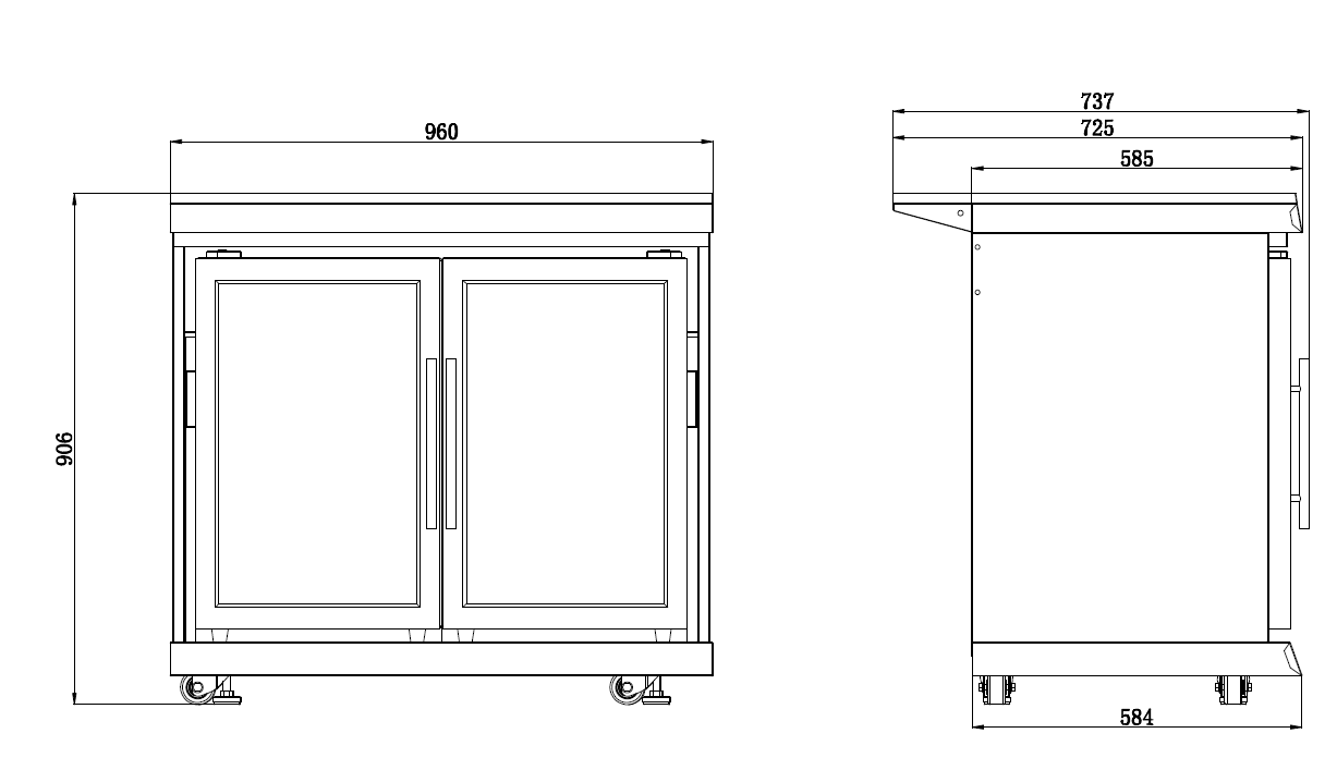 Kingsley L Shape Corner 6-Burner Outdoor BBQ Kitchen: Black Stainless Steel, Stone Bench, Fridge, Sink, Height Adjustable