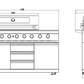 Kingsley 6-Burner Outdoor BBQ Kitchen: Black Stainless Steel, Stone Bench, Fridge, Sink, Height Adjustable