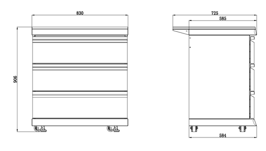 BLACK STAINLESS STEEL KINGSLEY | 3 DRAW STORAGE MODULE