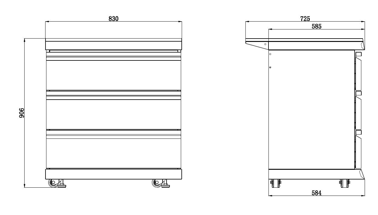 304 STAINLESS STEEL HURRICANE 3 DRAW STORAGE MODULE