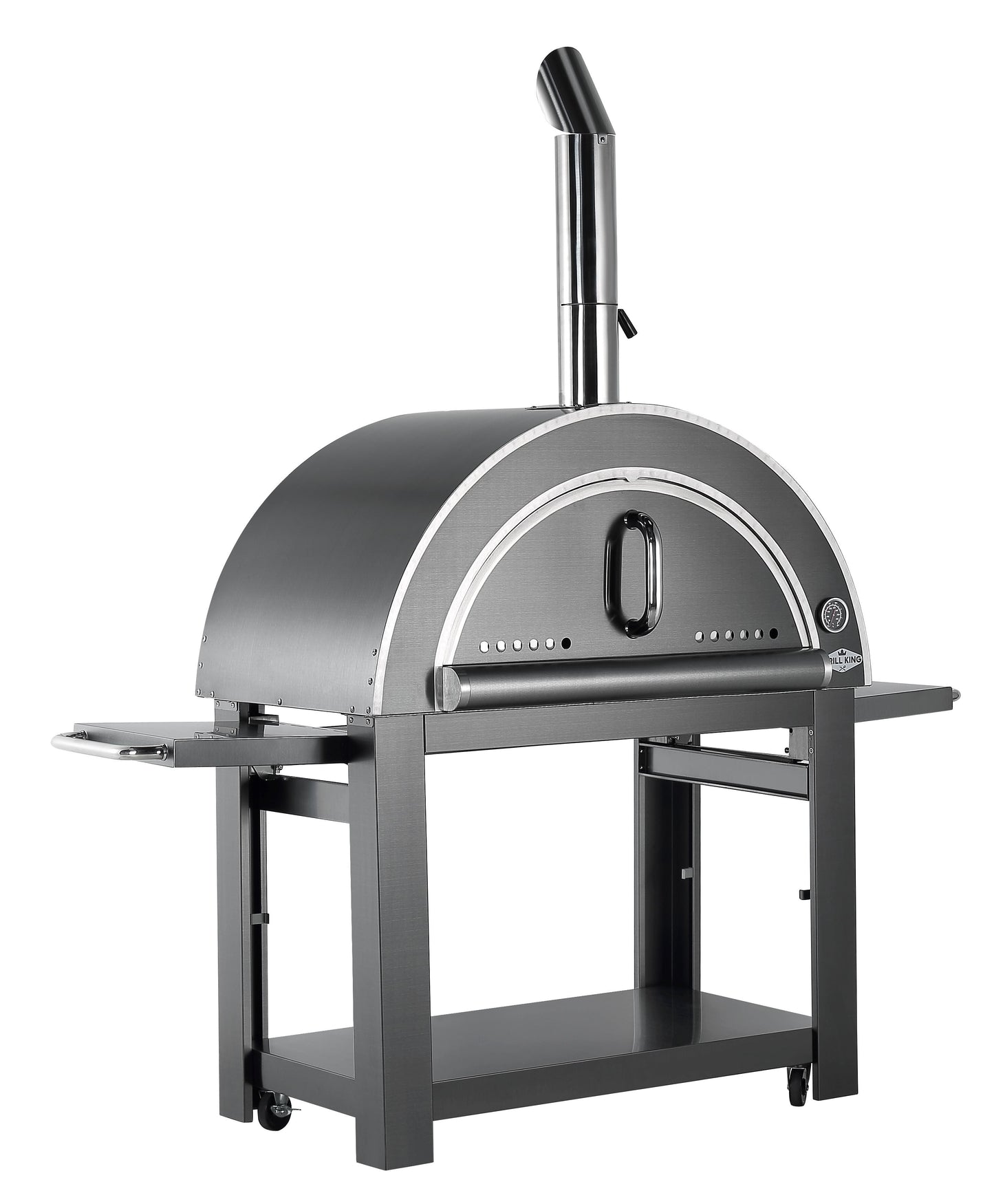 Black 30 Inch Charcoal Pizza Oven Outdoor In Black Stainless Steel Artisan Wood-Fired Charcoal Pizza Bread Oven BBQ Grill