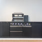 Rockpool Black 4B + Wok L Shape Outdoor Kitchen BBQ Package Black Stone + 2DR Fridge, 2DR Sink, 1DR Cupboard