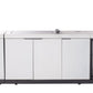 Rockpool 4B Flat Hood BBQ Kitchen | Teppanyaki BBQ Kitchen Package with Hampton Style White Cabinets, Stainless Steel Flat Hood, Fridge and Sink