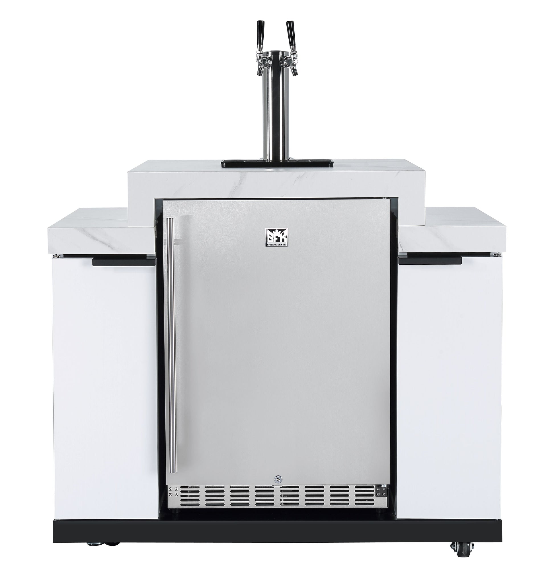 Rockpool White 6B + 188L Kegerator : Designer Outdoor Kitchen BBQ Package Inc Wok Burner, Fridge, Sink, Rotisserie & BBQ Covers.