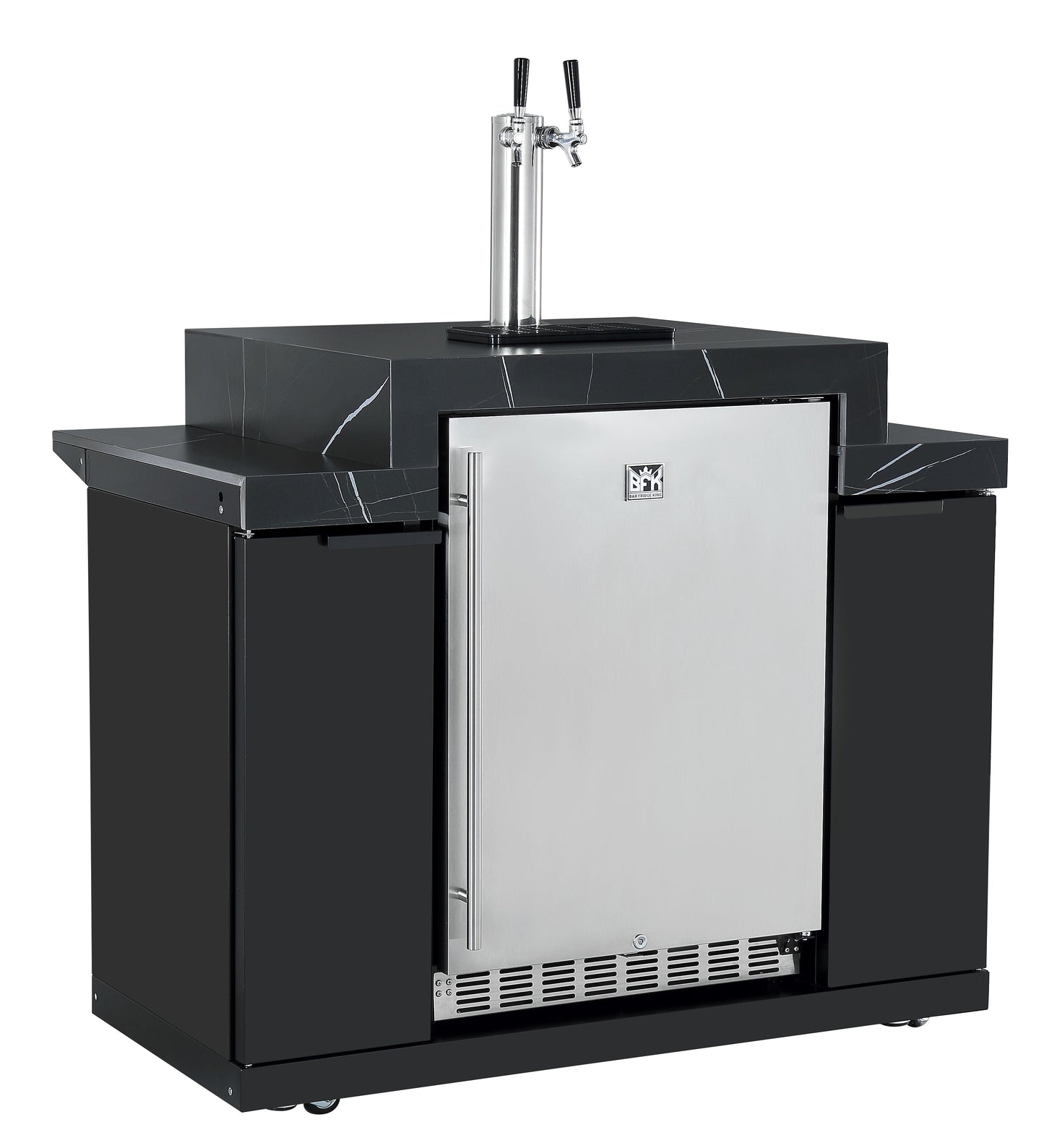 Rockpool Black 6B + 188L Kegerator : Designer Outdoor Kitchen BBQ Package Inc Wok Burner, Fridge, Sink, Rotisserie & BBQ Covers.