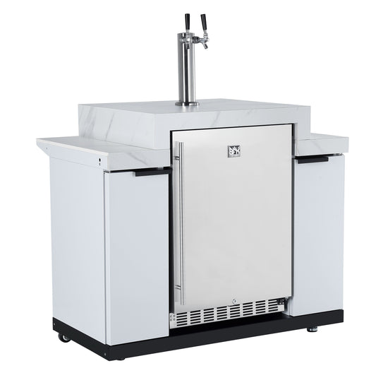 188L KEGERATOR/BEER DISPENSER MACHINE + STORAGE MODULE SUITABLE FOR ROCKPOOL WHITE  BBQ KITCHEN SERIES