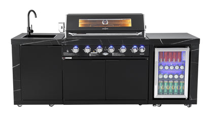 test rey 1 Rockpool Black 6B Outdoor Kitchen BBQ Package, Fridge, Sink, Rear infrared burner