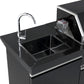 Kingsley 6-Burner Outdoor BBQ Kitchen: Black Stainless Steel, Stone Bench, Fridge, Sink, Height Adjustable