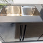 Black Stainless Floor Stock 6 Burner + Wok BBQ Kitchen + 1DR Fridge & 2DR Sink