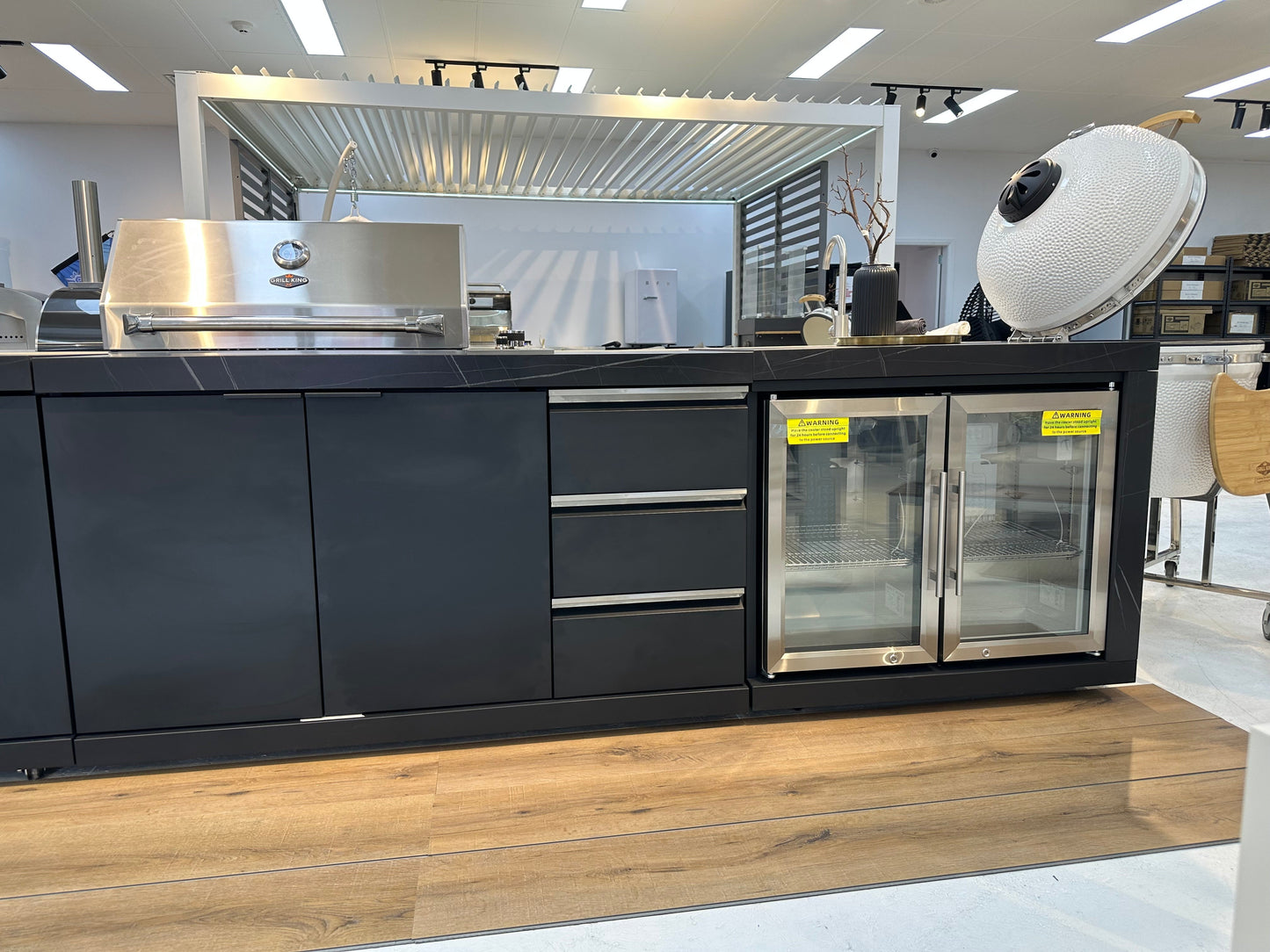 Rockpool Black 6B Drop In BBQ Kitchen Package Inc sintered stoneBencthops, Aluminium Cabinets, Weather Resistant, Fridge & Sink