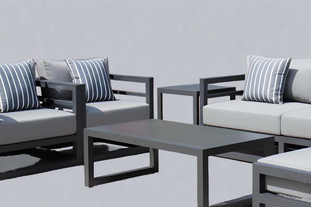 AluLux Hampton Elegance: Premium Black Aluminum Outdoor Lounge Set