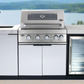 Floor Stock Rockpool White 4B: Designer Outdoor BBQ Kitchen Matt White Stone + White Doors, Fridge & Sink