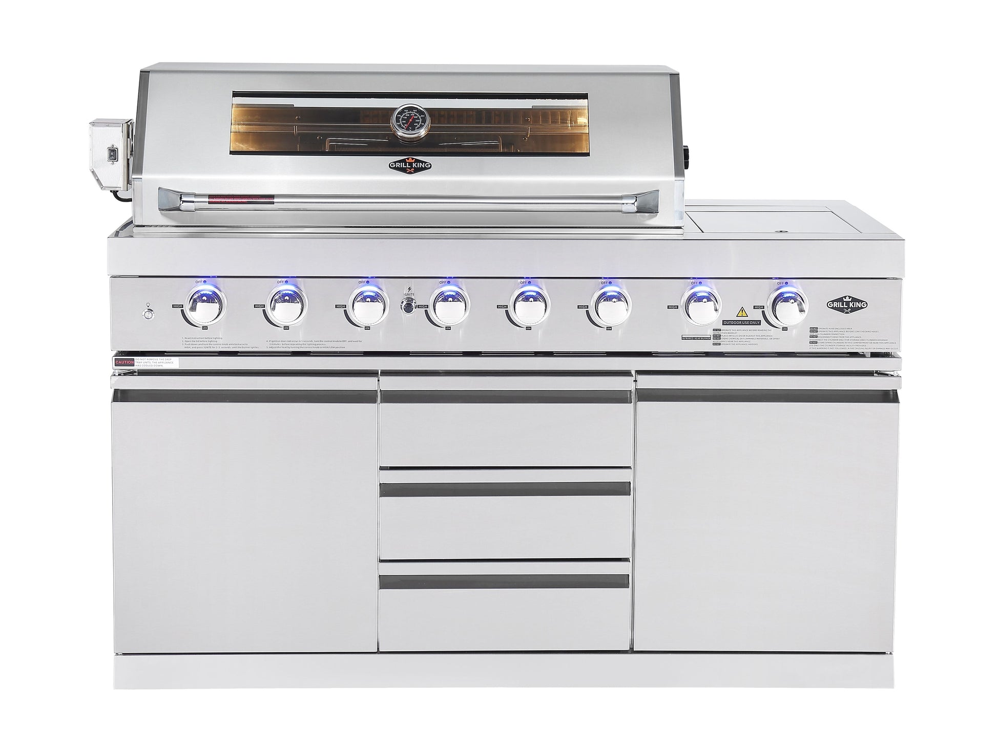 Hurricane Corner L Shape 6-Burner Outdoor Kitchen: Stainless Steel, Fridge, Sink, Wok & Rear Infrared Burner Click & Collect NSW, QLD, VIC