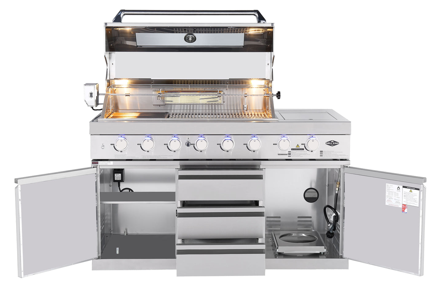 Hurricane Corner L Shape 6-Burner Outdoor Kitchen: Stainless Steel, Fridge, Sink, Wok & Rear Infrared Burner Click & Collect NSW, QLD, VIC