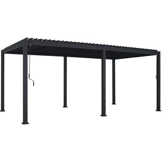 GazeboMate Aluminum Louvre Gazebo Pergola 3.6M x 7.2M Black/White Click & Collect