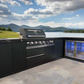 Rockpool Black 4B + Wok L Shape Outdoor Kitchen BBQ Package Black Stone + 2DR Fridge, 2DR Sink, 1DR Cupboard