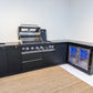 Rockpool Black 4B + Wok L Shape Outdoor Kitchen BBQ Package Black Stone + 2DR Fridge, 2DR Sink, 1DR Cupboard