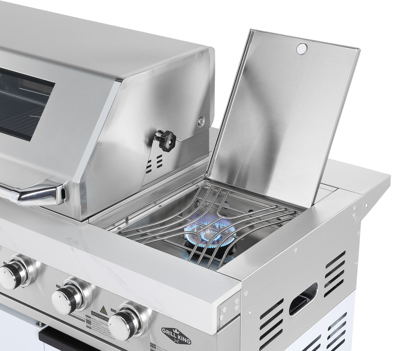 Rockpool White 4B + Wok: Designer Outdoor BBQ Kitchen Package Inc Fridge, Sink, Rear Infrared, Rotisserie, BBQ Cover