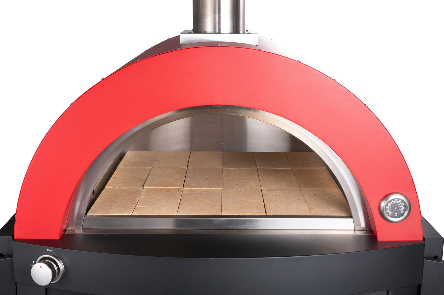 Grill King Hybrid Gas & Wood-fire 30” Pizza Oven, Heavy Duty Black Stainless Steel, Side & Front Bench