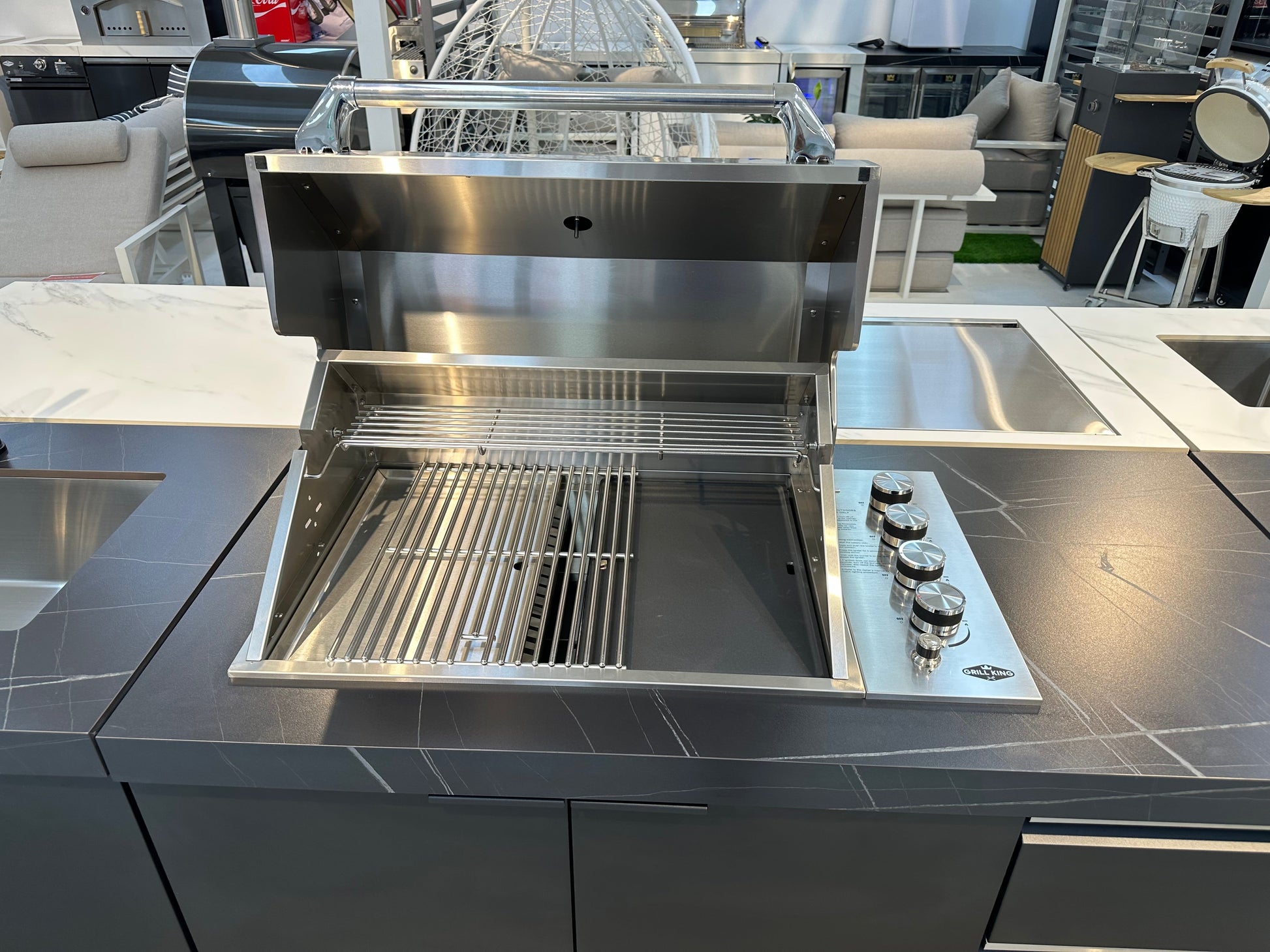 Compact Series Rockpool Black 4B Drop In BBQ Inc sintered stone Benchtops, Aluminium Cabinets, Weather Resistant, Fridge & Sink