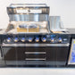 Floor Stock 6 Burner Black 304SS 6 Burner + Wok BBQ Kitchen + 3DR Fridge & Sink