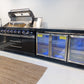 Floor Stock 6 Burner Black 304SS 6 Burner + Wok BBQ Kitchen + 3DR Fridge & Sink