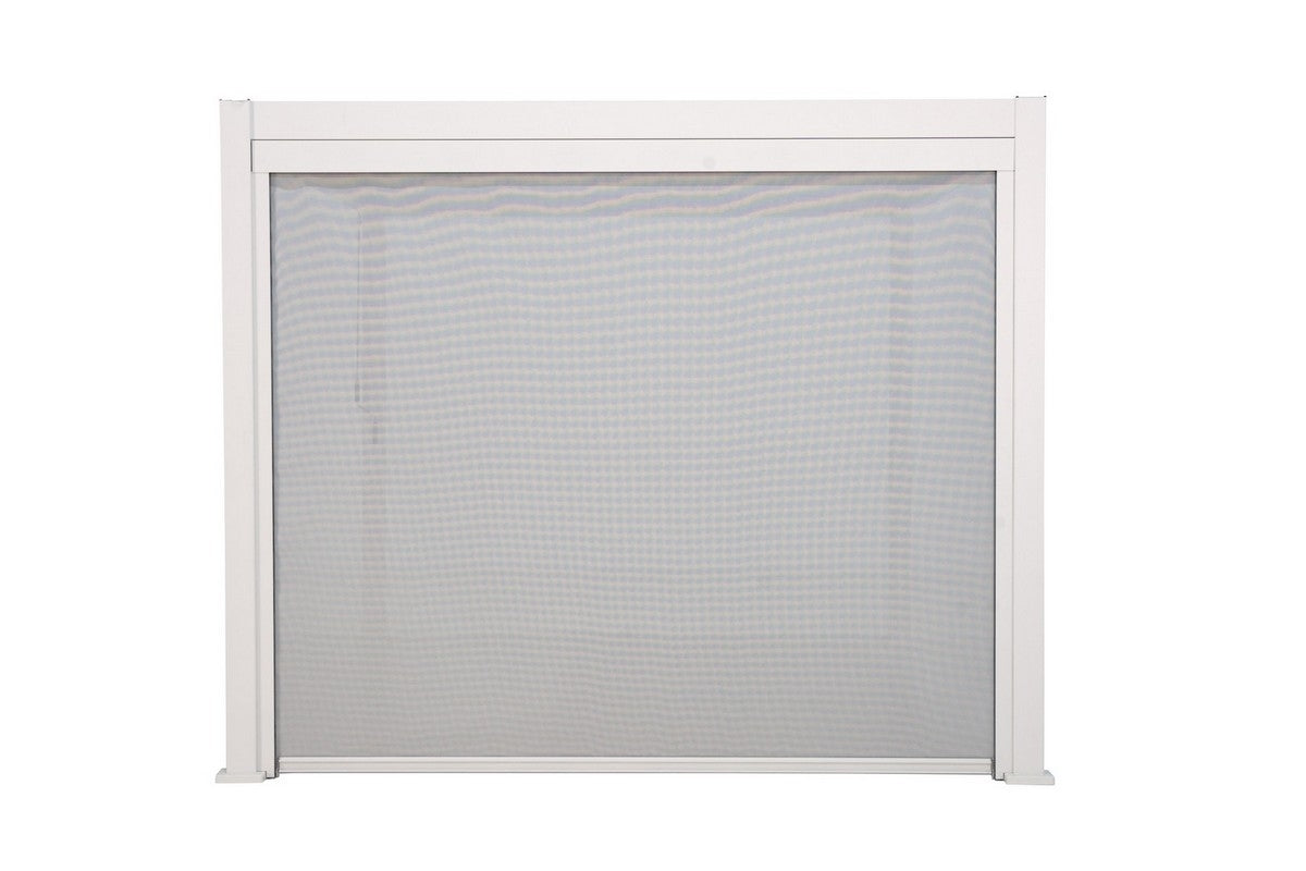 Retractable Pulldown Privacy Screen In White Suits GazeboMate Louvre Gazebos