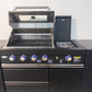 Rockpool Black 4B + Wok L Shape Outdoor Kitchen BBQ Package Black Stone + 2DR Fridge, 2DR Sink, 1DR Cupboard