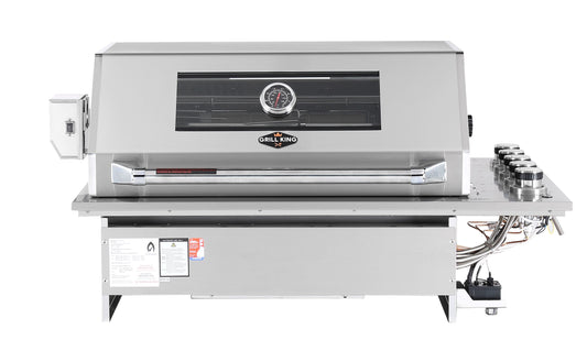 Grill King 4 Burner Drop In Flat Hood BBQ | 304 Grade Designer Stainless Steel Drop In Unit