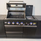 Rockpool Black 4B + Wok L Shape Outdoor Kitchen BBQ Package Black Stone + 2DR Fridge, 2DR Sink, 1DR Cupboard