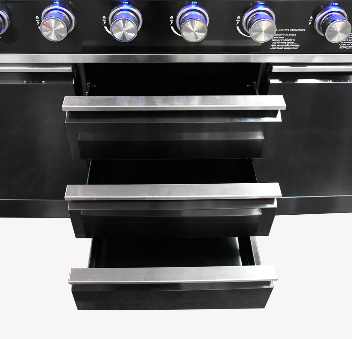 Macelleria Professional 6 Burner Outdoor Kitchen BBQ | Black High Grade #304  Stainless Steel