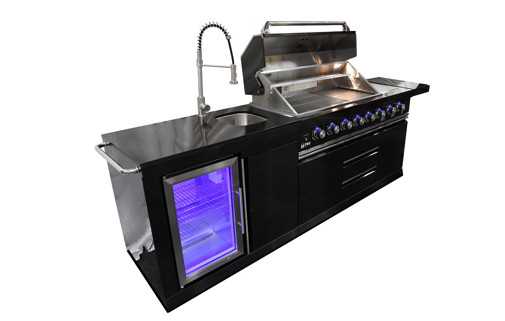 Macelleria Professional 6 Burner Outdoor Kitchen BBQ | Black High Grade #304  Stainless Steel