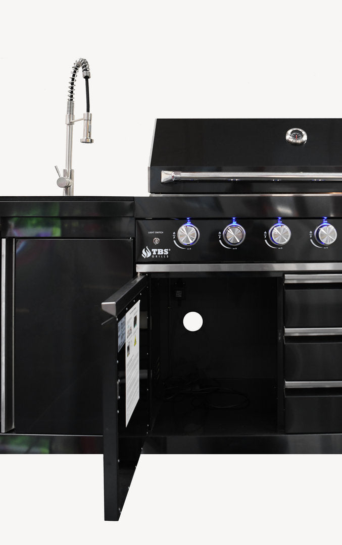 Macelleria Professional 6 Burner Outdoor Kitchen BBQ | Black High Grade #304  Stainless Steel