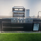 Charcoal Felix 4B + Wok Designer BBQ Kitchen 2.8M: Fridge, Faucet, Sink, Side Wok, Storage Cupboard, Stone Benchtops