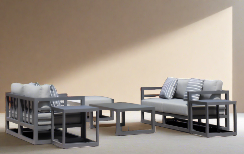 AluLux Hampton Elegance: Premium Black Aluminum Outdoor Lounge Set