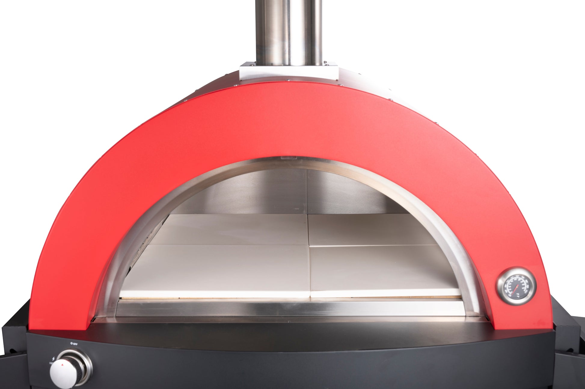 Grill King Hybrid Gas & Wood-fire 30” Pizza Oven, Heavy Duty Black Stainless Steel, Side & Front Bench