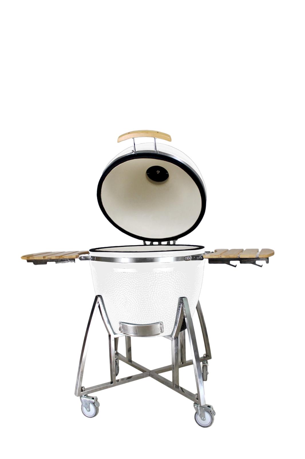 Grill King 27” Kamado Ceramic Charcoal Grill With Trolley & Side Tables