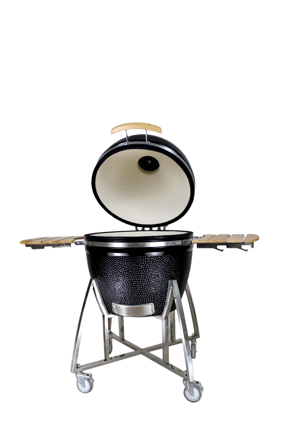 Grill King 27” Kamado Ceramic Charcoal Grill With Trolley & Side Tables