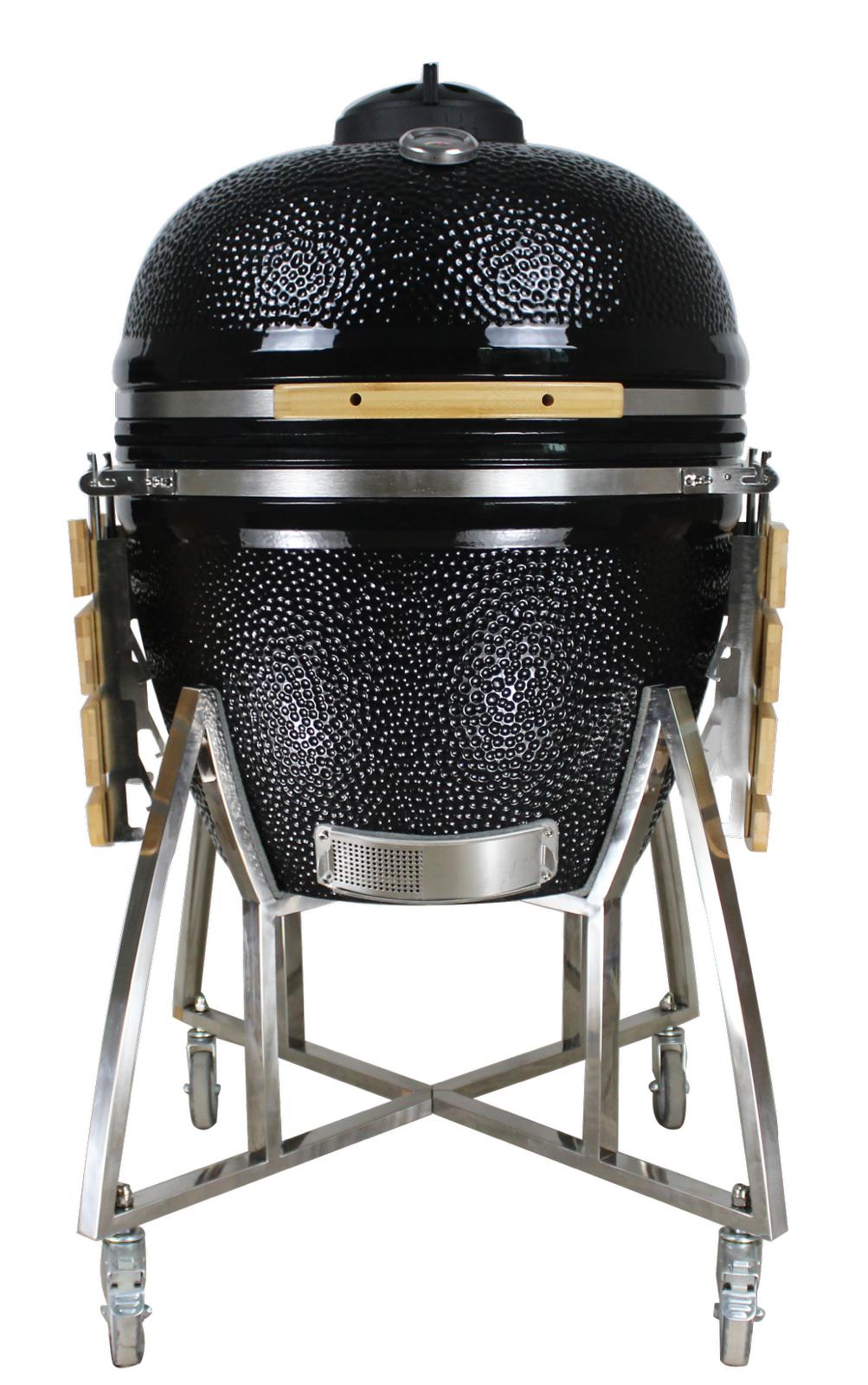 Grill King 27” Kamado Ceramic Charcoal Grill With Trolley & Side Tables