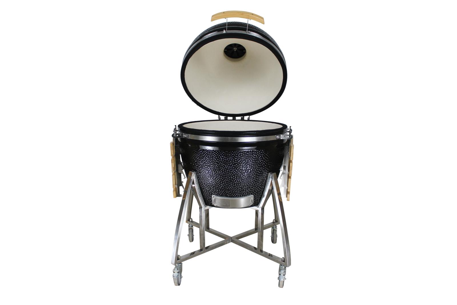 Grill King 16” Kamado Ceramic Charcoal Grill With Trolley & Side Tables