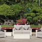 Executive 5 Piece Sofa Set: White Hampton Style with Industrial Aluminium Frame and Element-Resistant Fabric