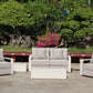 Executive 5 Piece Sofa Set: White Hampton Style with Industrial Aluminium Frame and Element-Resistant Fabric