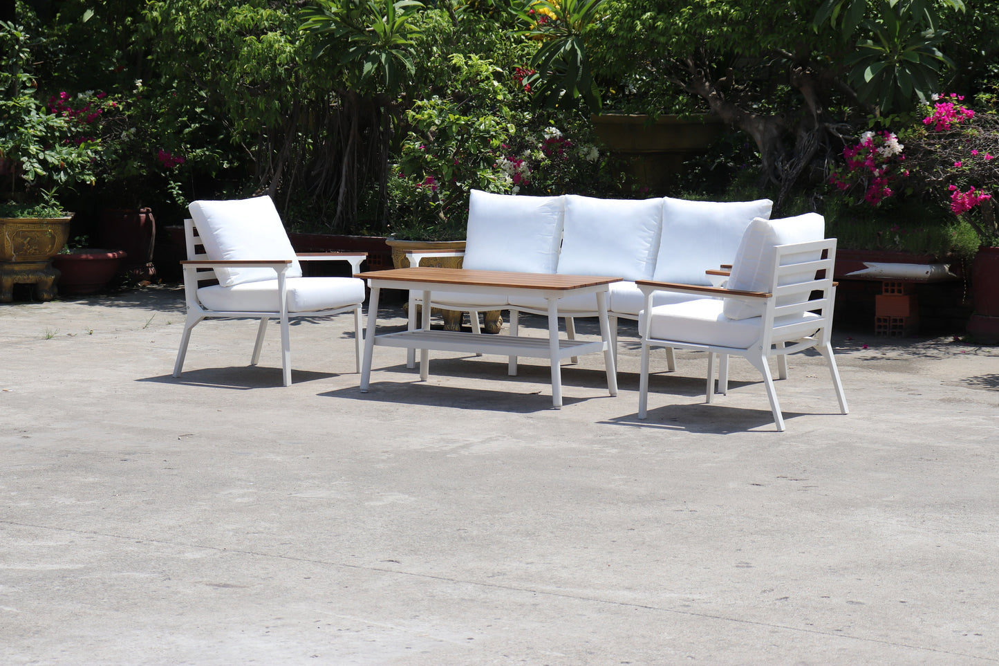 Zurich 4-Piece Aluminium Outdoor Lounge Setting — WHITE