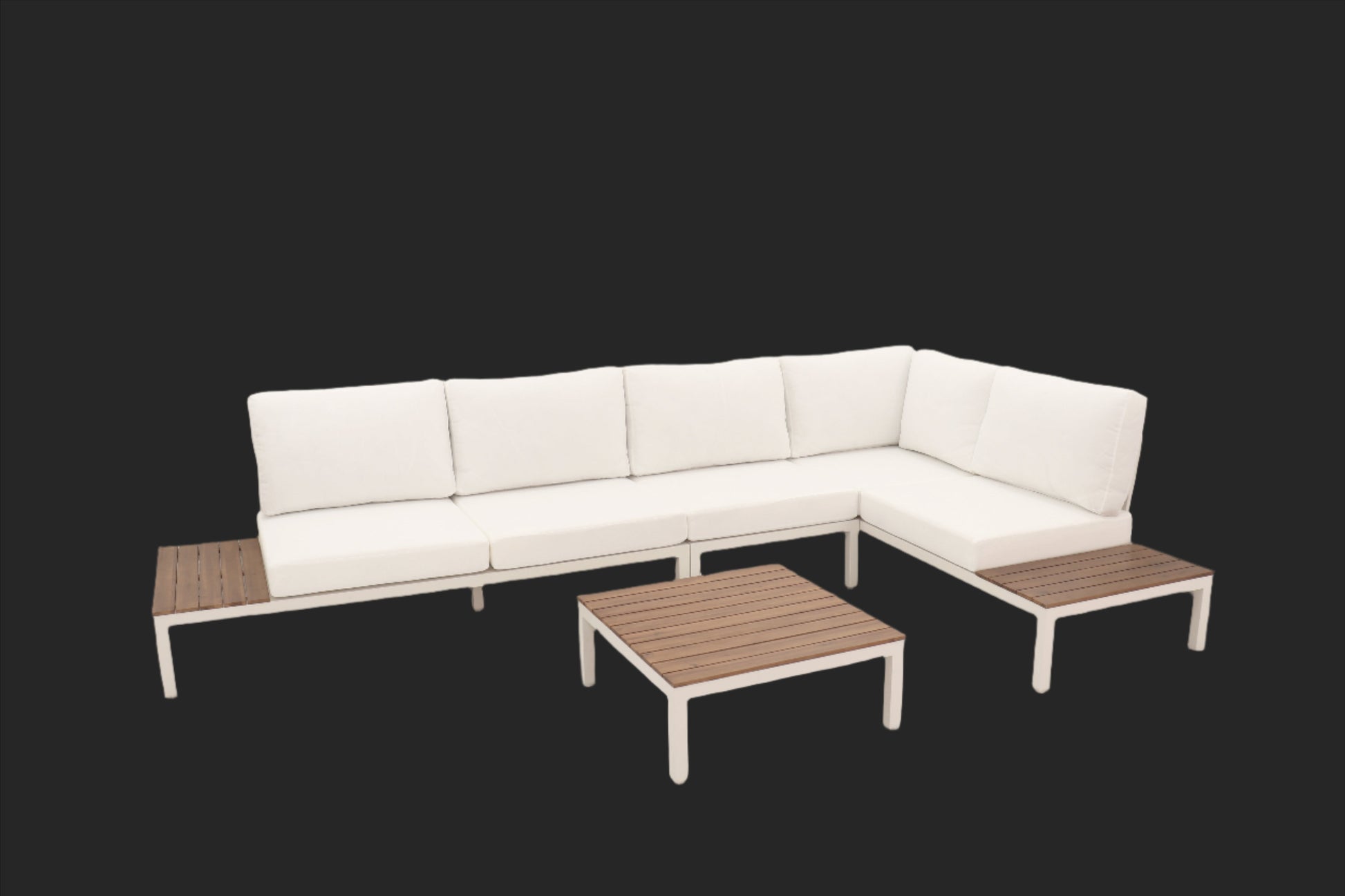 Outdoor Havana Package In White - Outdoor Aluminium & Acacia Modular Corner Lounge